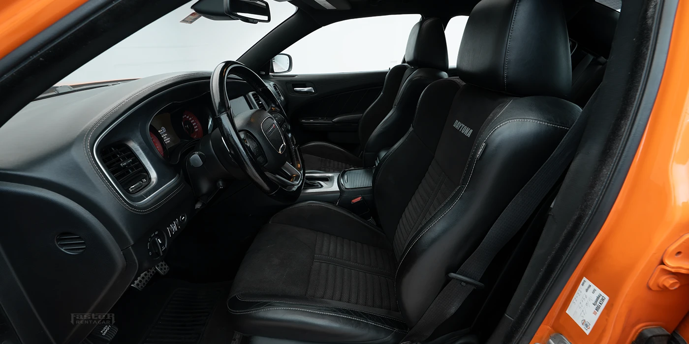 Dodge Charger Daytona - Orange Black Interior Front Seats